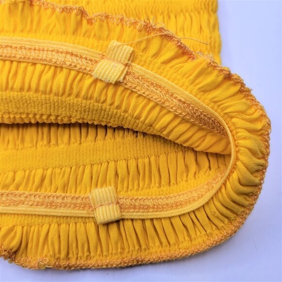 Yellow Sexy Crop Top Strapless Tube Top Smocked Stretchy Summer Bandeau - NEW - Picture 5 of 10